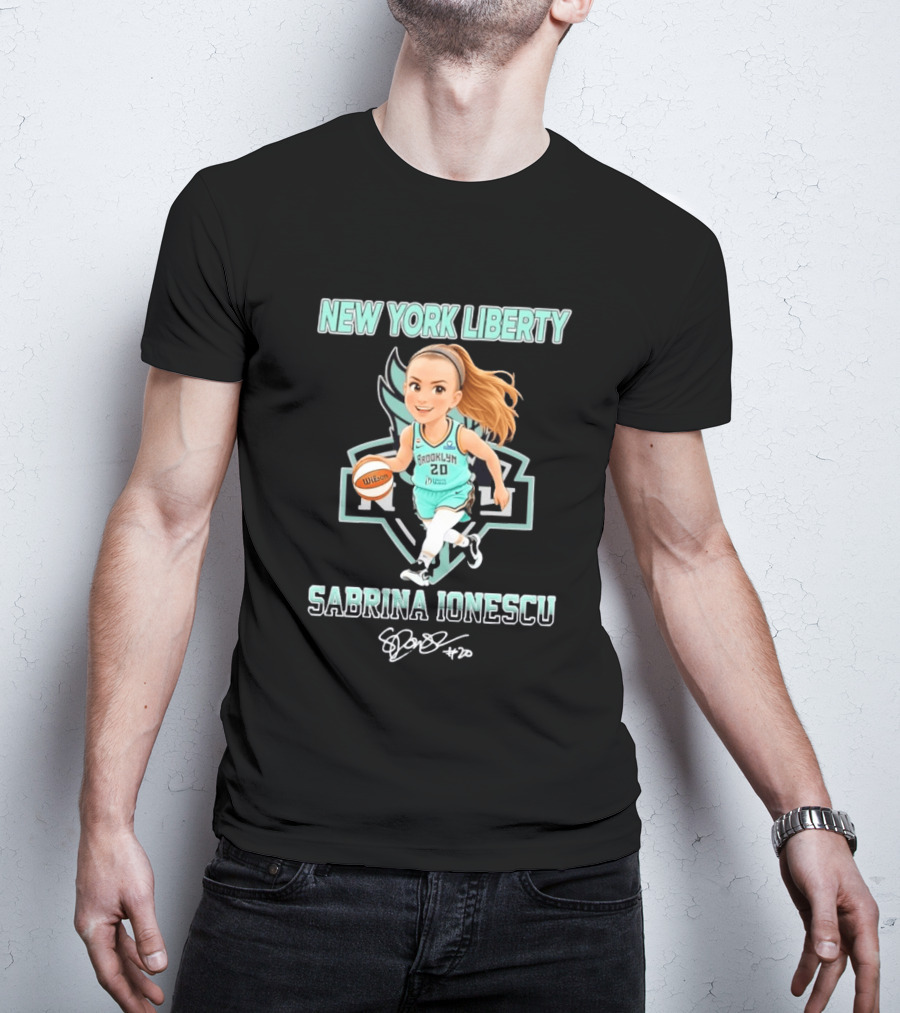 New York Liberty Sabrina Ionescu Brooklyn No 20 Chibi Basketball T-Shirt