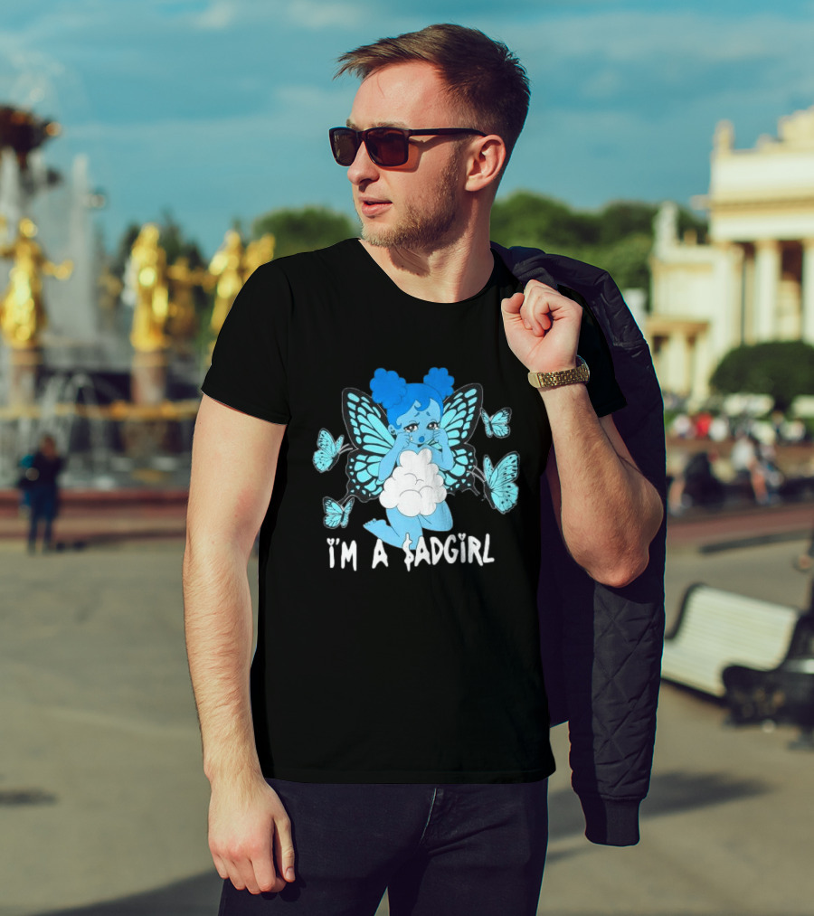 I'm A $ad Girl Blue Butterfly Sad Girlz Store Black T-Shirt