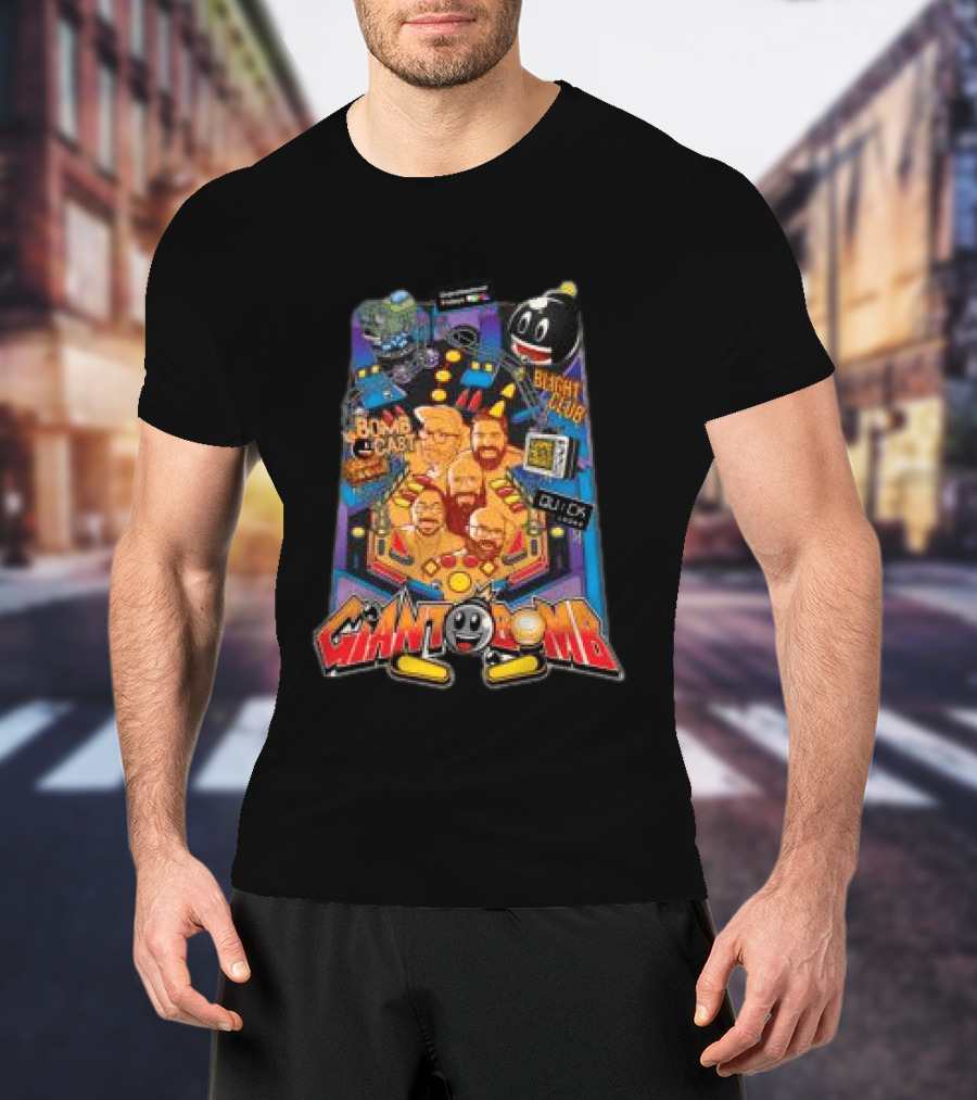 Giant Bomb Pinball Blight Club Quick Looks Bomb Cabinet Retro Arcade T-Shirt