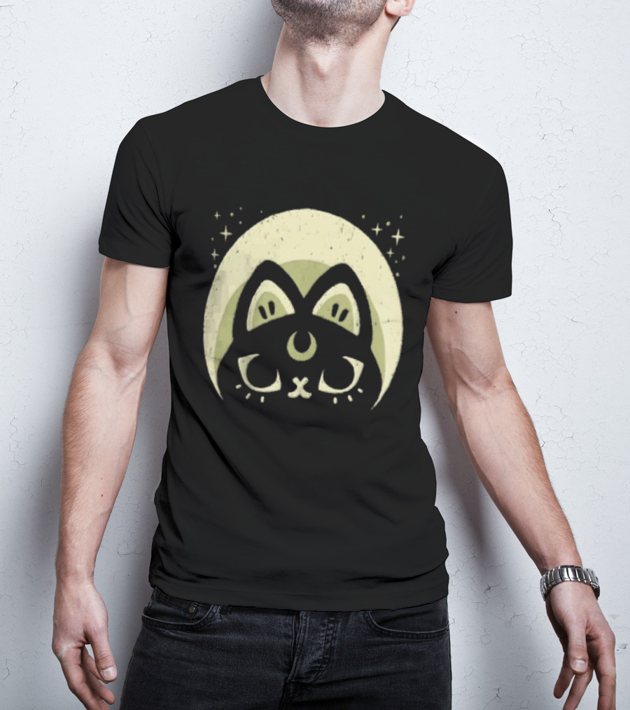 Half Moon Witchy Cat Lunar Magic Mystic Feline T-Shirt