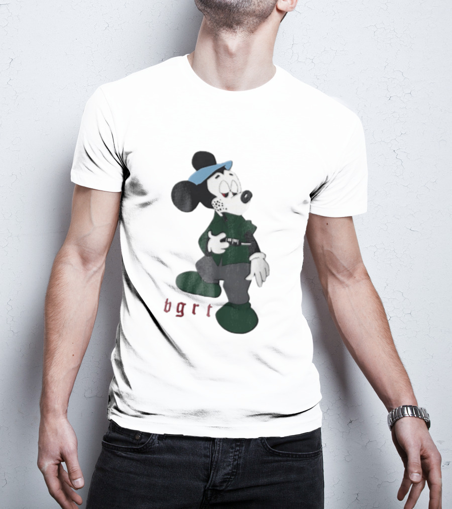 BGRT Cartoon Mouse Green Jacket Syringe Cigarette T-Shirt