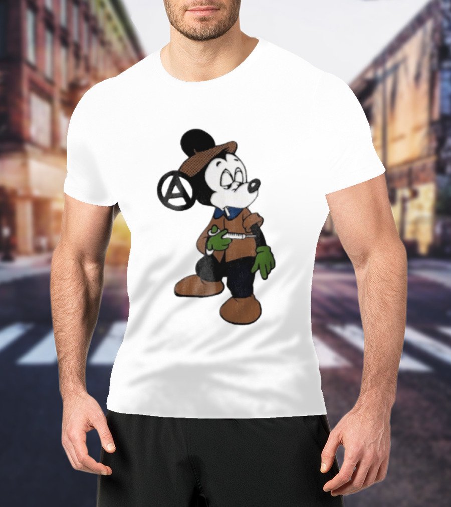 Bootleg Halftone Cartoon Mouse Anarchy Syringe T-Shirt