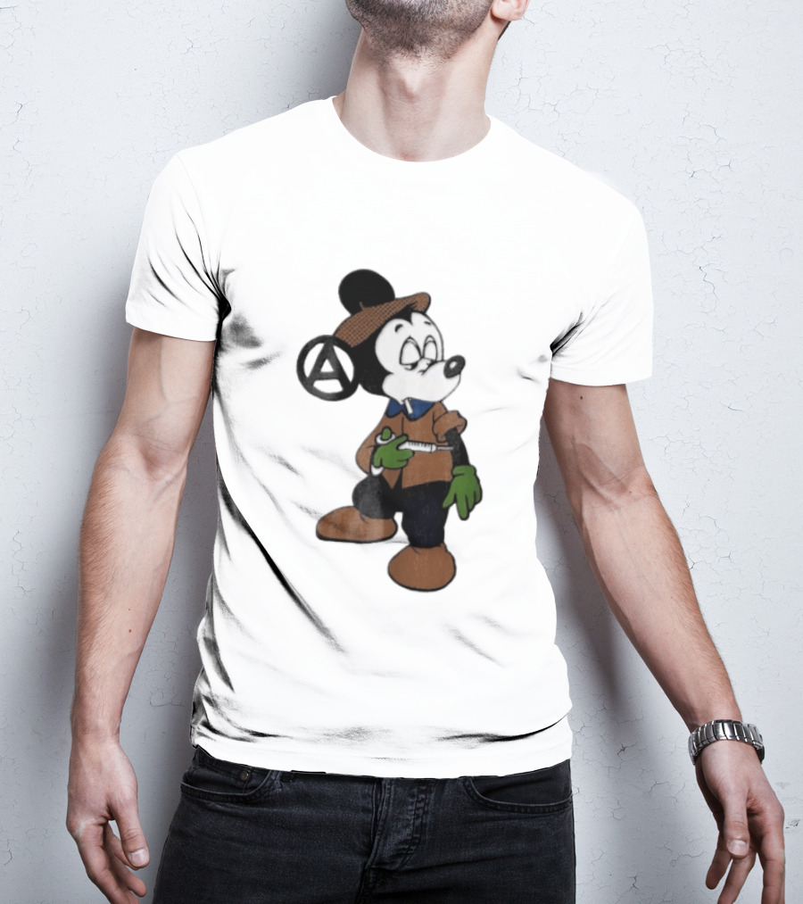 Bootleg Halftone Cartoon Mouse Anarchy Syringe T-Shirt