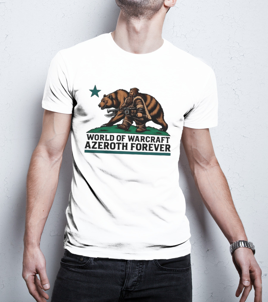 World Of Warcraft Azeroth Forever Dwarf With Bear Companion T-Shirt