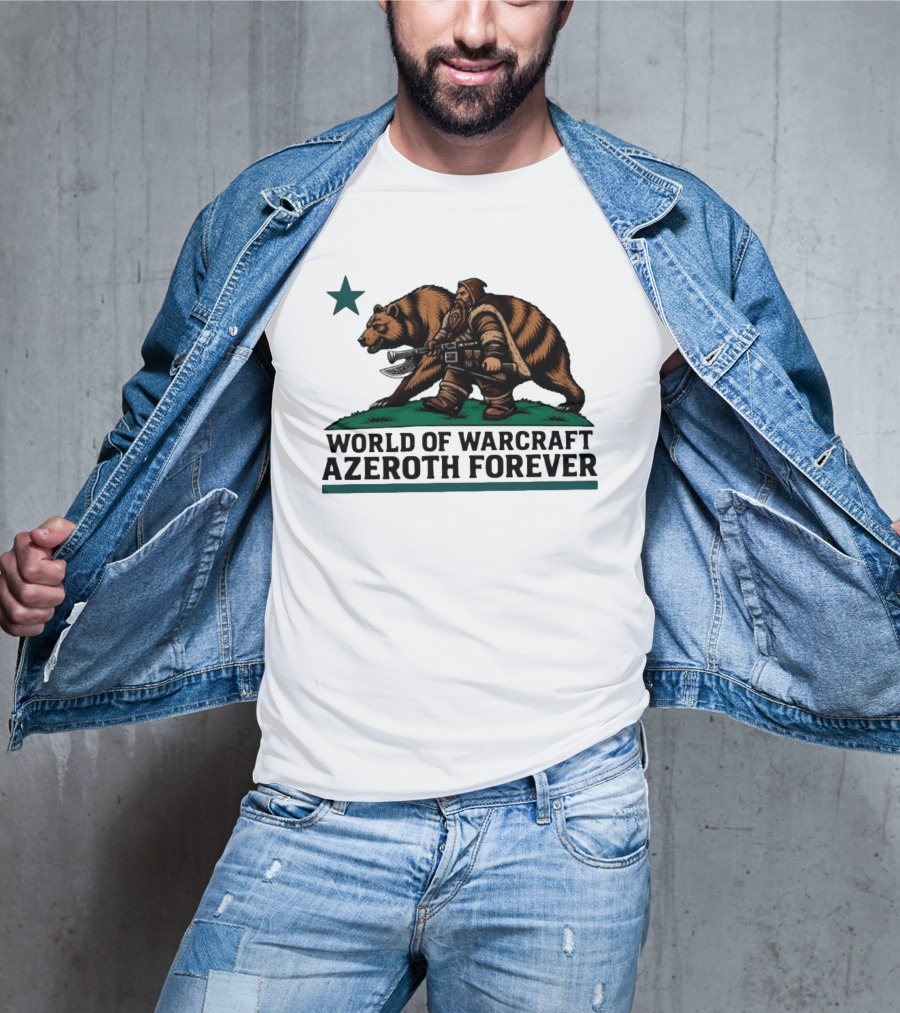 World Of Warcraft Azeroth Forever Dwarf With Bear Companion T-Shirt