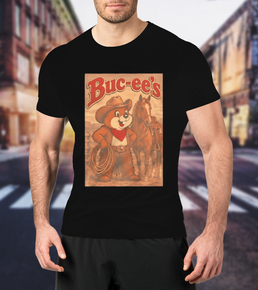Buc Ee's Cowboy Western Sunset Horse And Lasso T-Shirt
