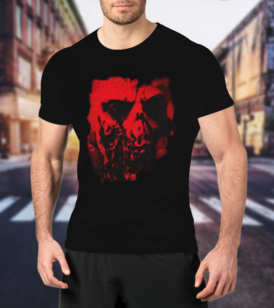 Heavy Spoilers Shop Infected Skull Horror Face T-Shirt