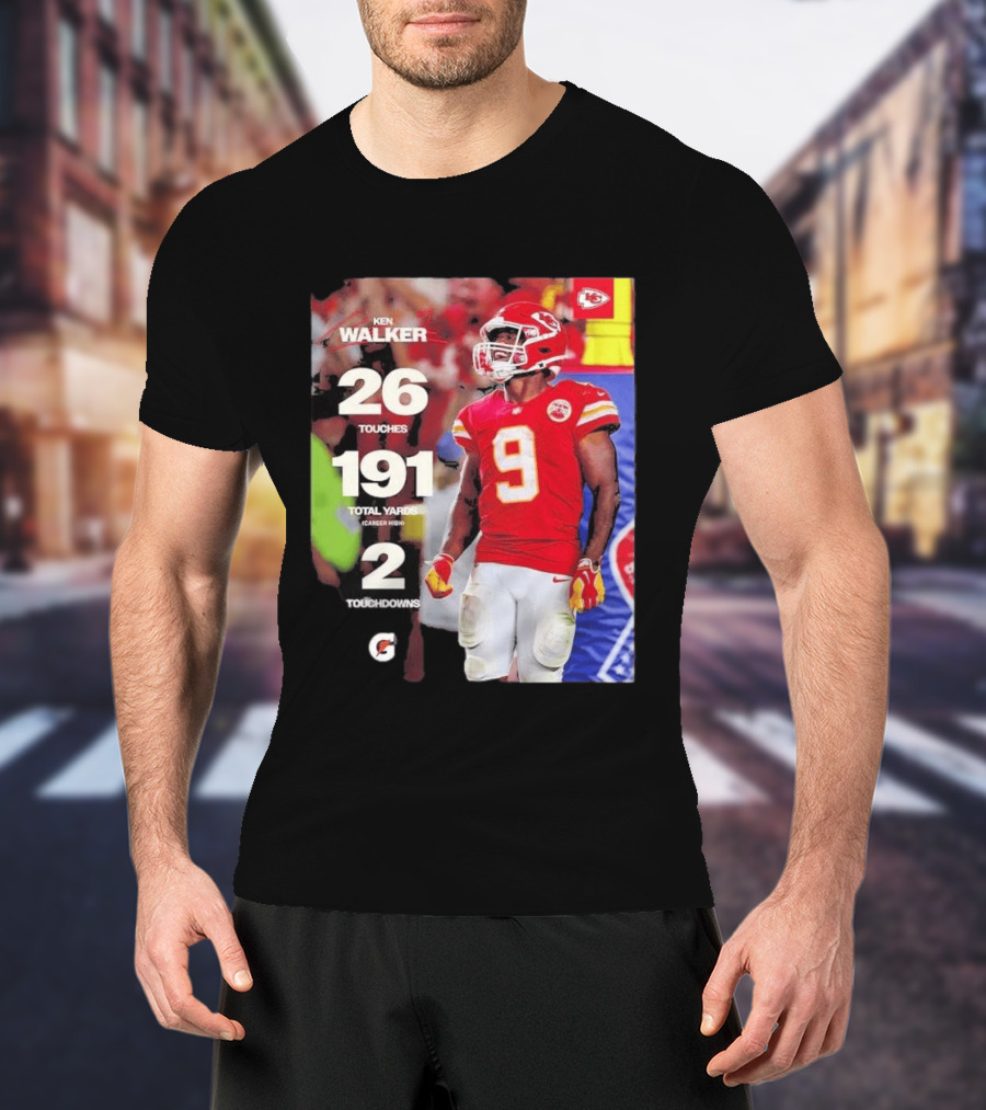 Ken Walker Kansas City Chiefs Career High 26 Touches 191 Total Yards 2 Touchdowns T-Shirt