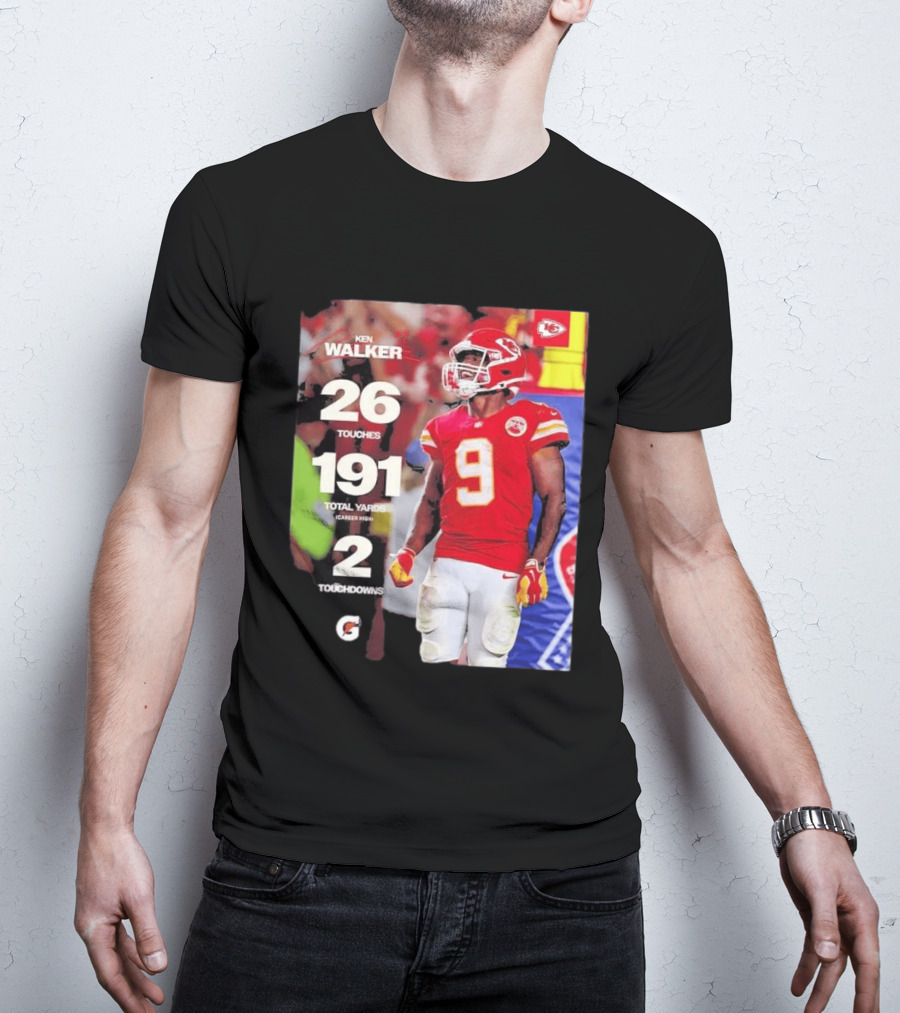 Ken Walker Kansas City Chiefs Career High 26 Touches 191 Total Yards 2 Touchdowns T-Shirt