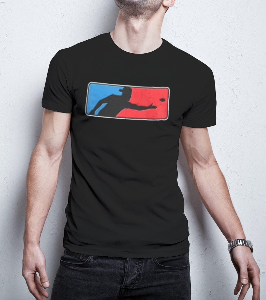 Distressed Red Blue Disc Golf Throwing Silhouette Sports Ultimate T-Shirt