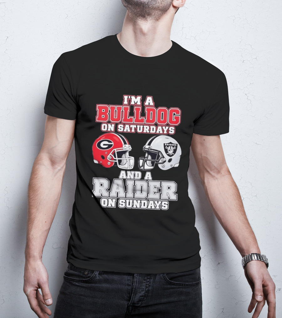 I'm A Bulldog On Saturdays And A Raider On Sundays Georgia G Helmet Raiders Helmet T-Shirt