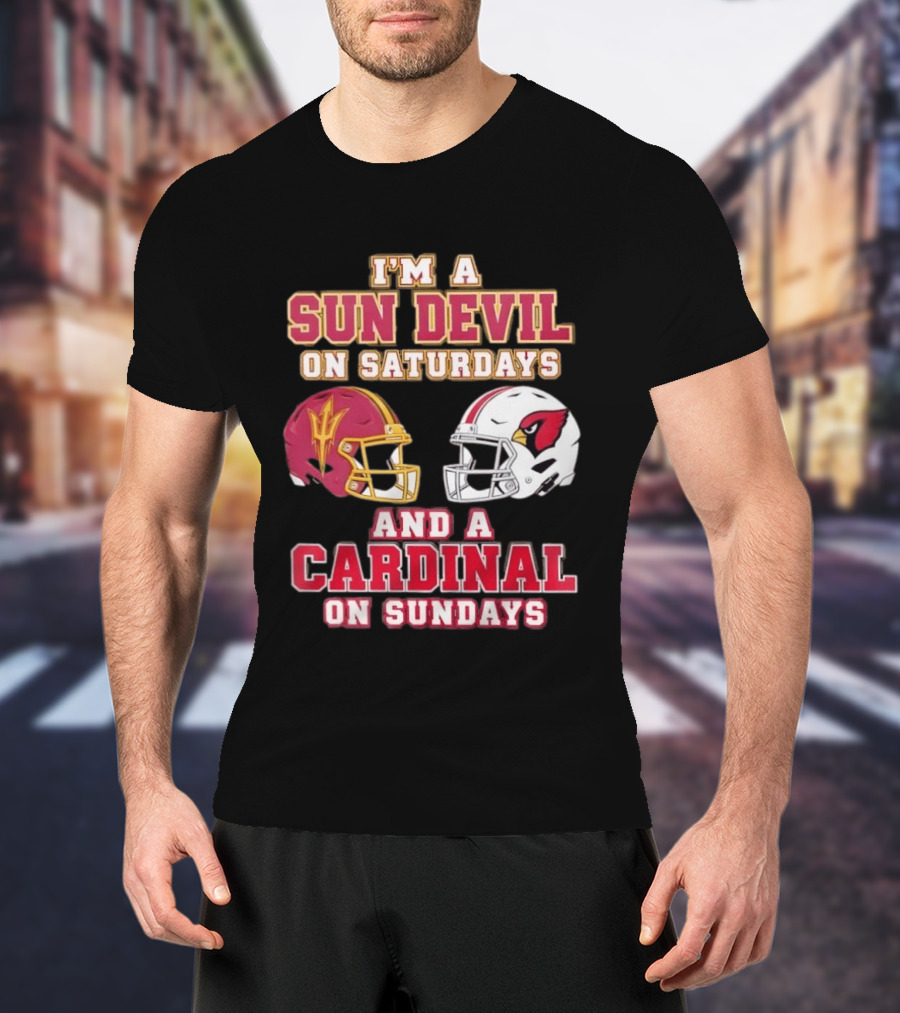 I'm A Sun Devil On Saturdays And A Cardinal On Sundays Helmet T-Shirt