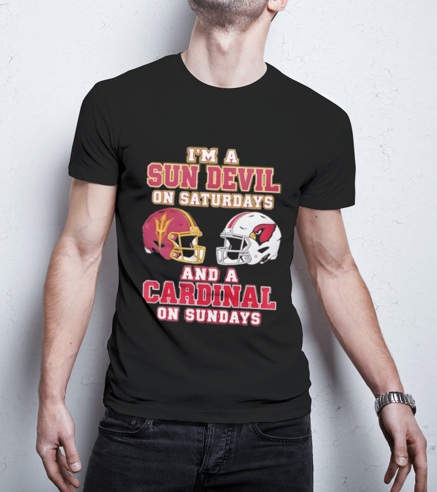 I'm A Sun Devil On Saturdays And A Cardinal On Sundays Helmet T-Shirt