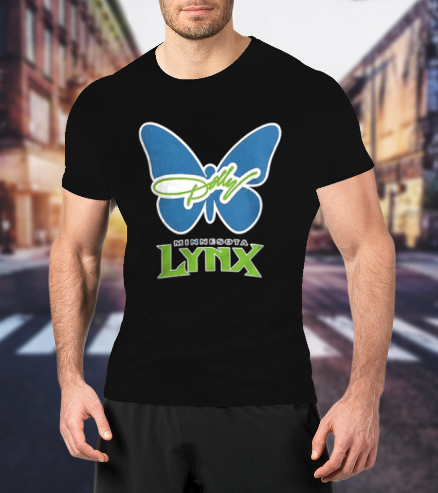 Minnesota Lynx WNBA Blue Butterfly Dolly Green Script T-Shirt