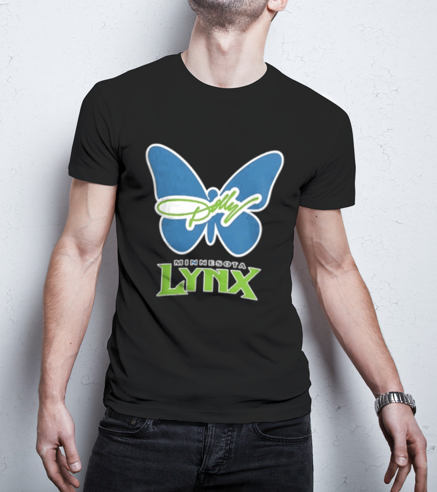 Minnesota Lynx WNBA Blue Butterfly Dolly Green Script T-Shirt