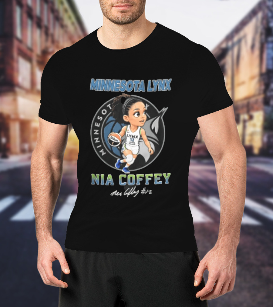 Minnesota Lynx Nia Coffey Cartoon Caricature Player Dribbling #12 T-Shirt