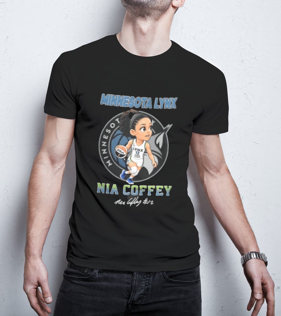 Minnesota Lynx Nia Coffey Cartoon Caricature Player Dribbling #12 T-Shirt