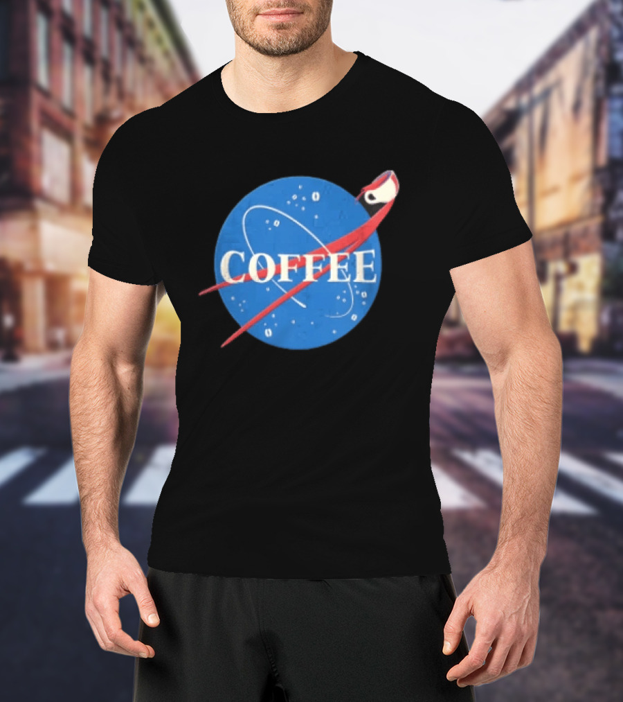 Nasa Coffee Meatball Spilling Cup Orbit Beans Distressed T-Shirt