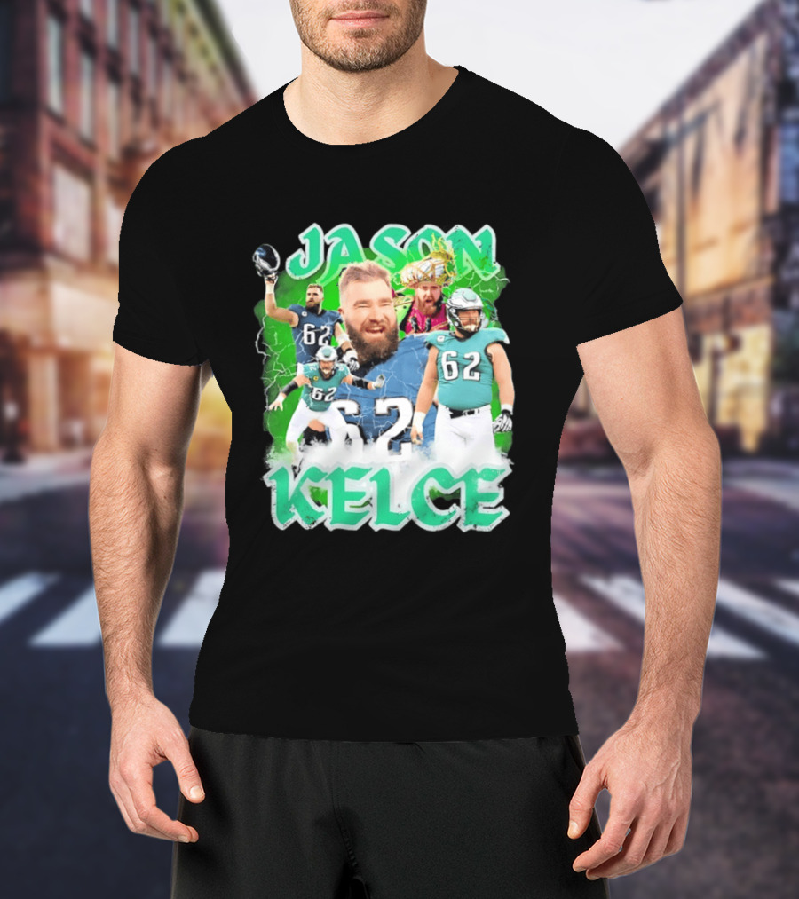Jason Kelce 62 Philadelphia Eagles Vintage Style Football Fan T-Shirt