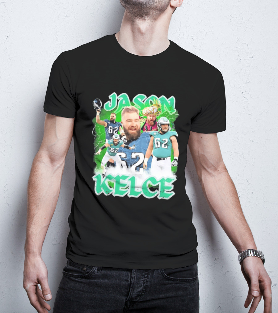 Jason Kelce 62 Philadelphia Eagles Vintage Style Football Fan T-Shirt