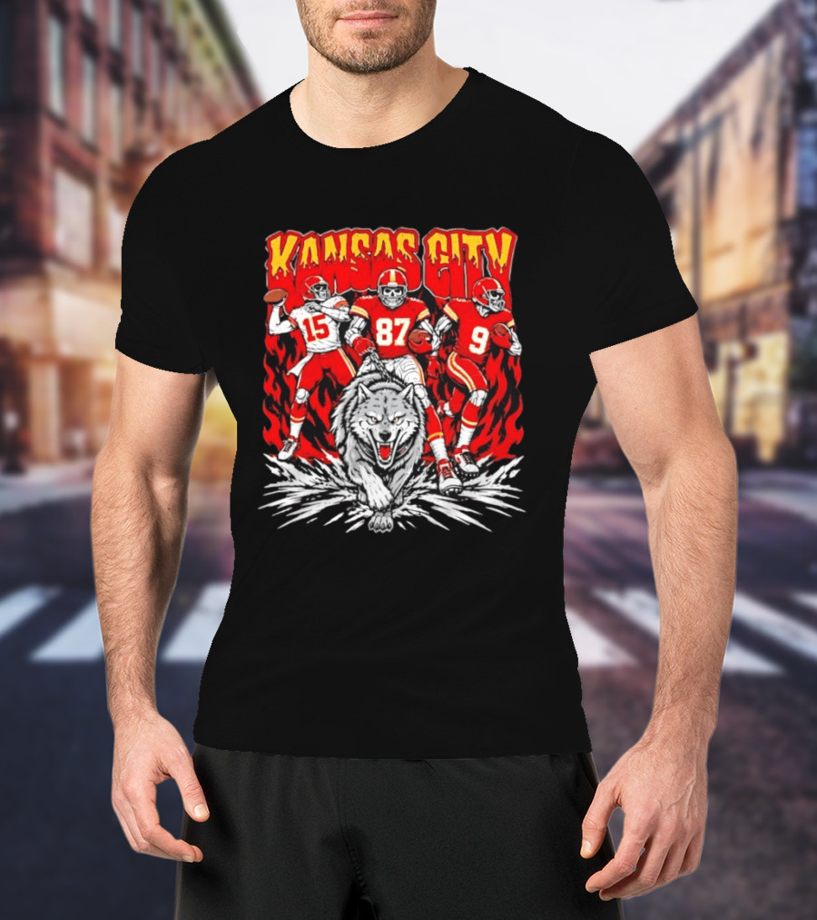 Kansas City Chiefs 15 87 9 Players With Wolf T-Shirt