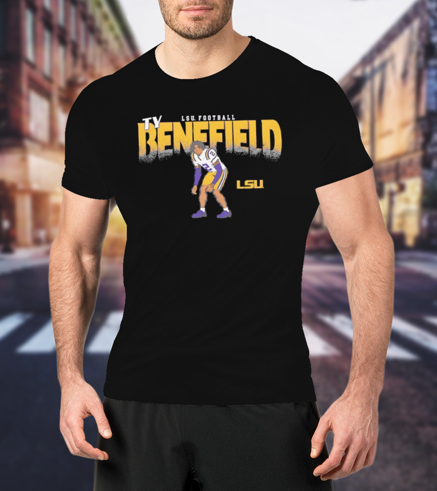 Ty Benefield No 2 LSU Football Tigers Paintbrush T-Shirt