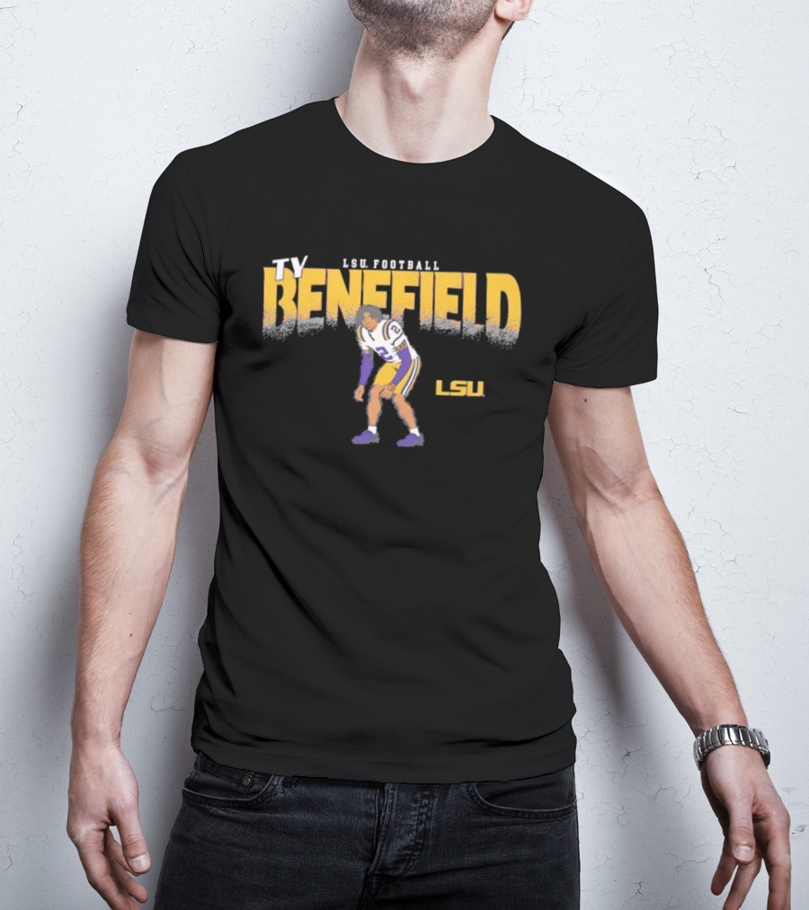 Ty Benefield No 2 LSU Football Tigers Paintbrush T-Shirt