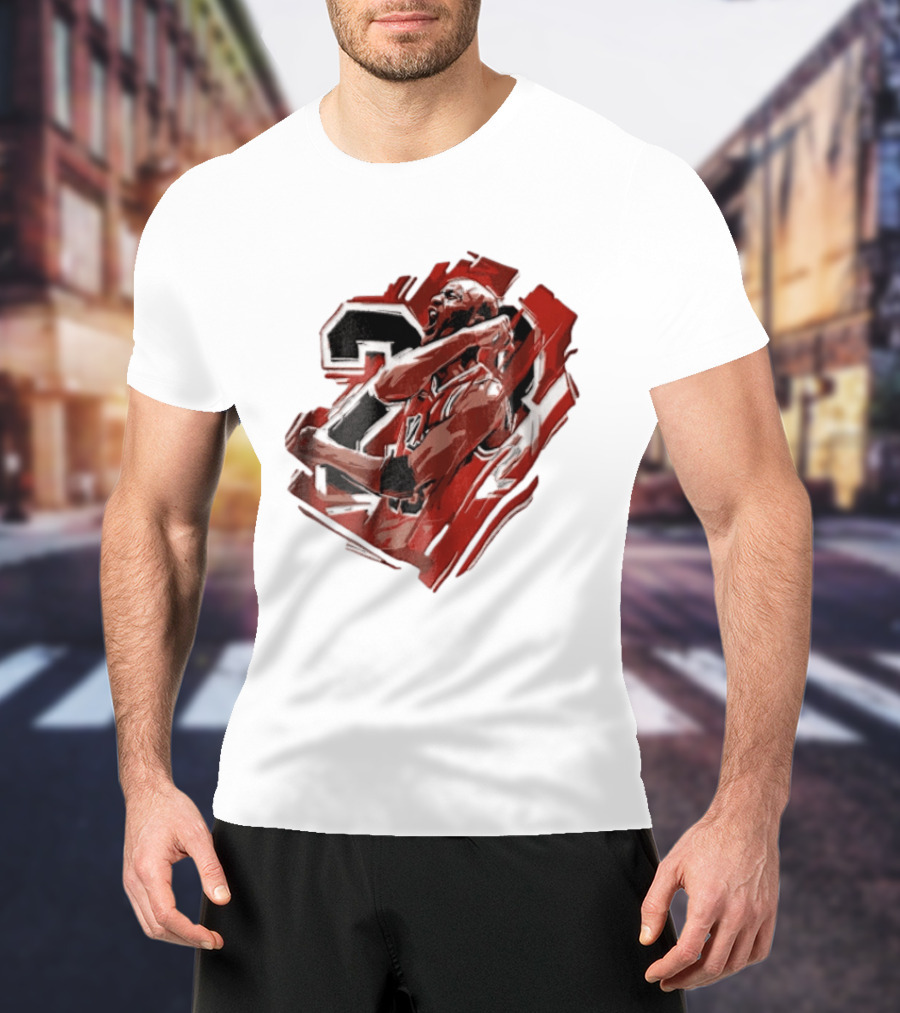 Basketball Player Number 23 Celebration Red Brushstrokes T-Shirt