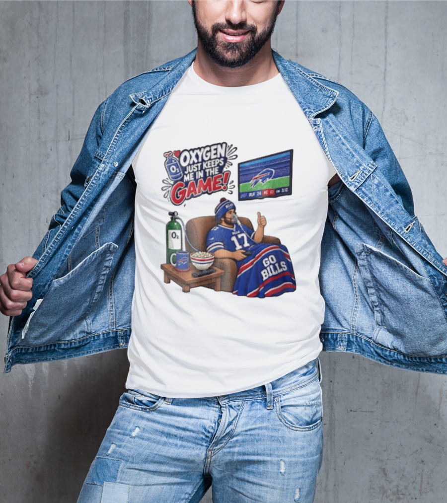 Buffalo Bills Oxygen Just Keeps Me In The Game Go Bills Cartoon Man Ing TV T-Shirt