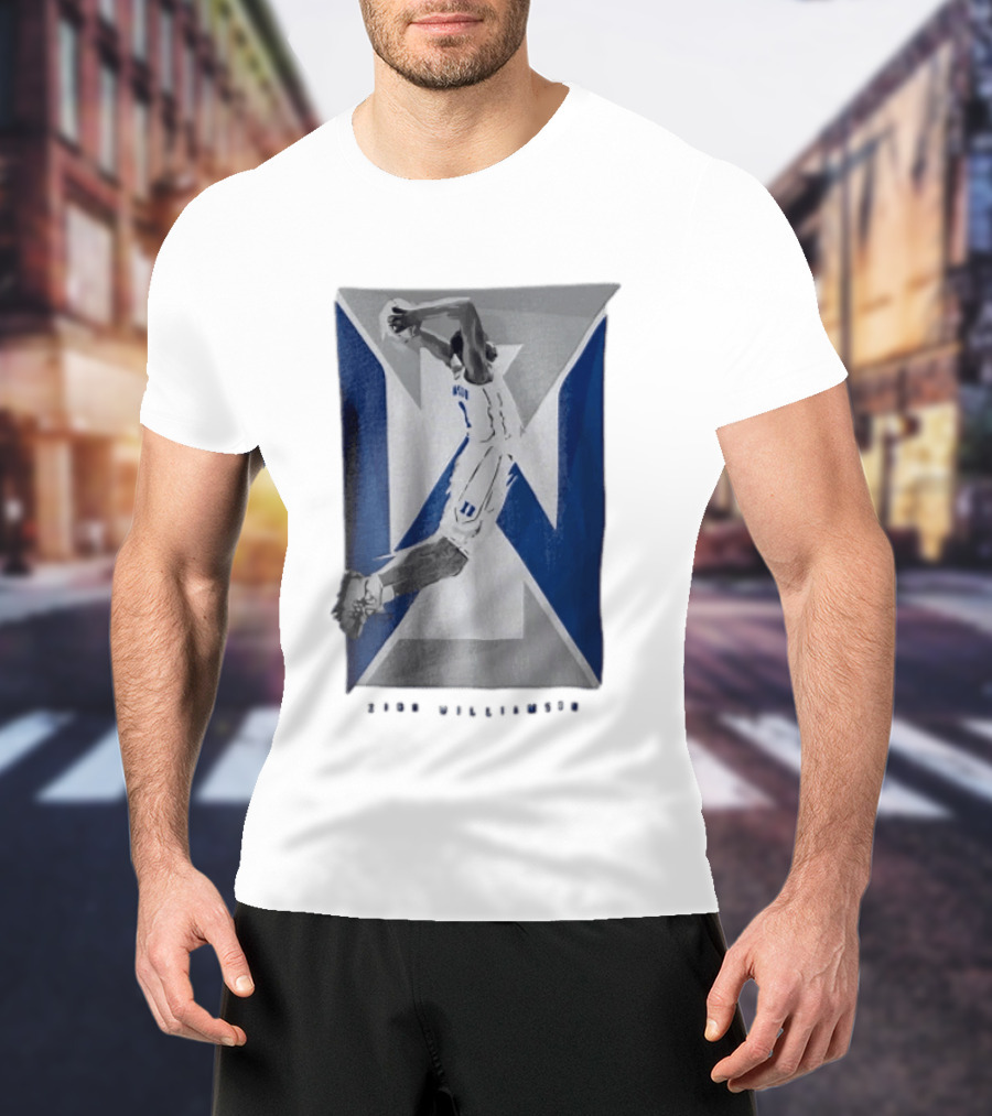 Duke Blue Devils NCAA Zion Williamson Basketball Player Dunking Geometric Number 1 T-Shirt
