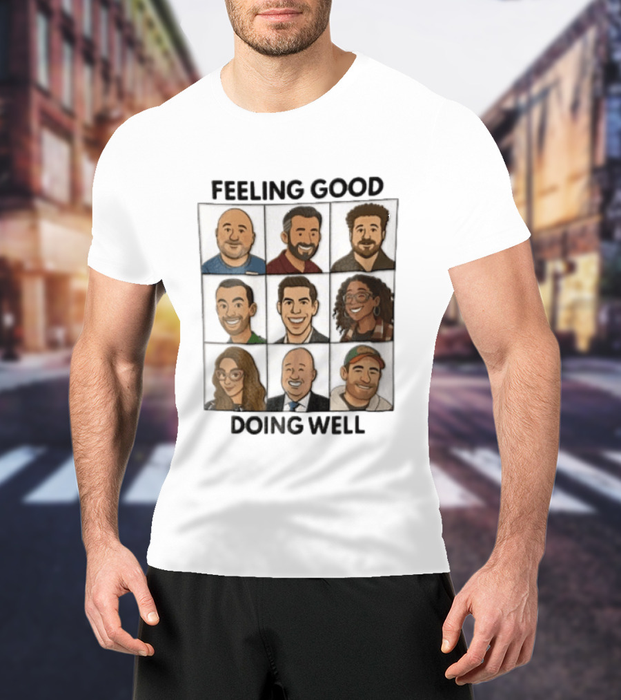 Feeling Good Doing Well Nine Cartoon Caricature Grid T-Shirt