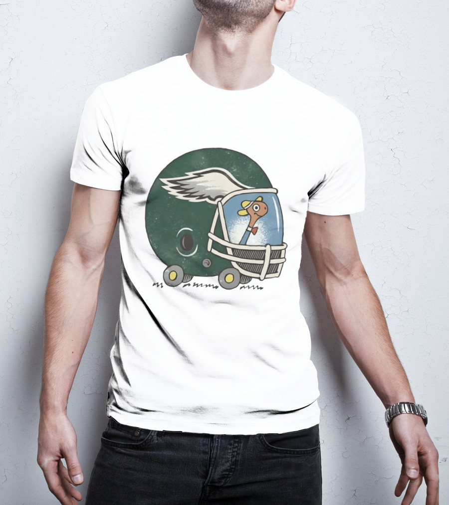 Philadelphia Eagles Worm Inside Football Helmet Sports Humor T-Shirt