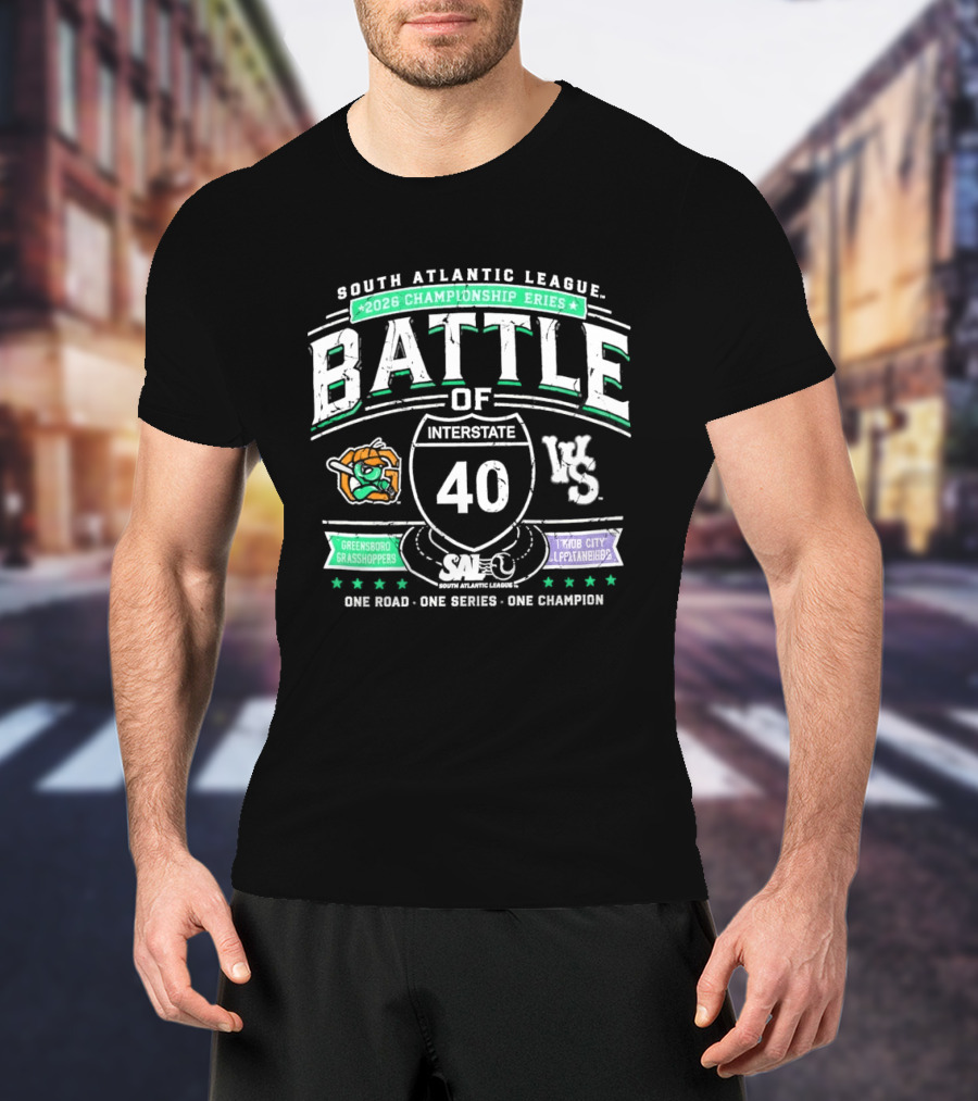 South Atlantic League 2026 Championship Battle Of Interstate 40 Greensboro Grasshoppers Vs Triad City Leaping Llamas One Road One Series One Champion T-Shirt