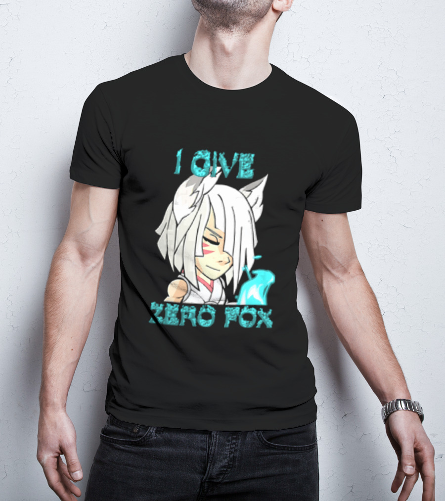 I Give Zero Fox White Hair Kitsune Blue Flame T-Shirt