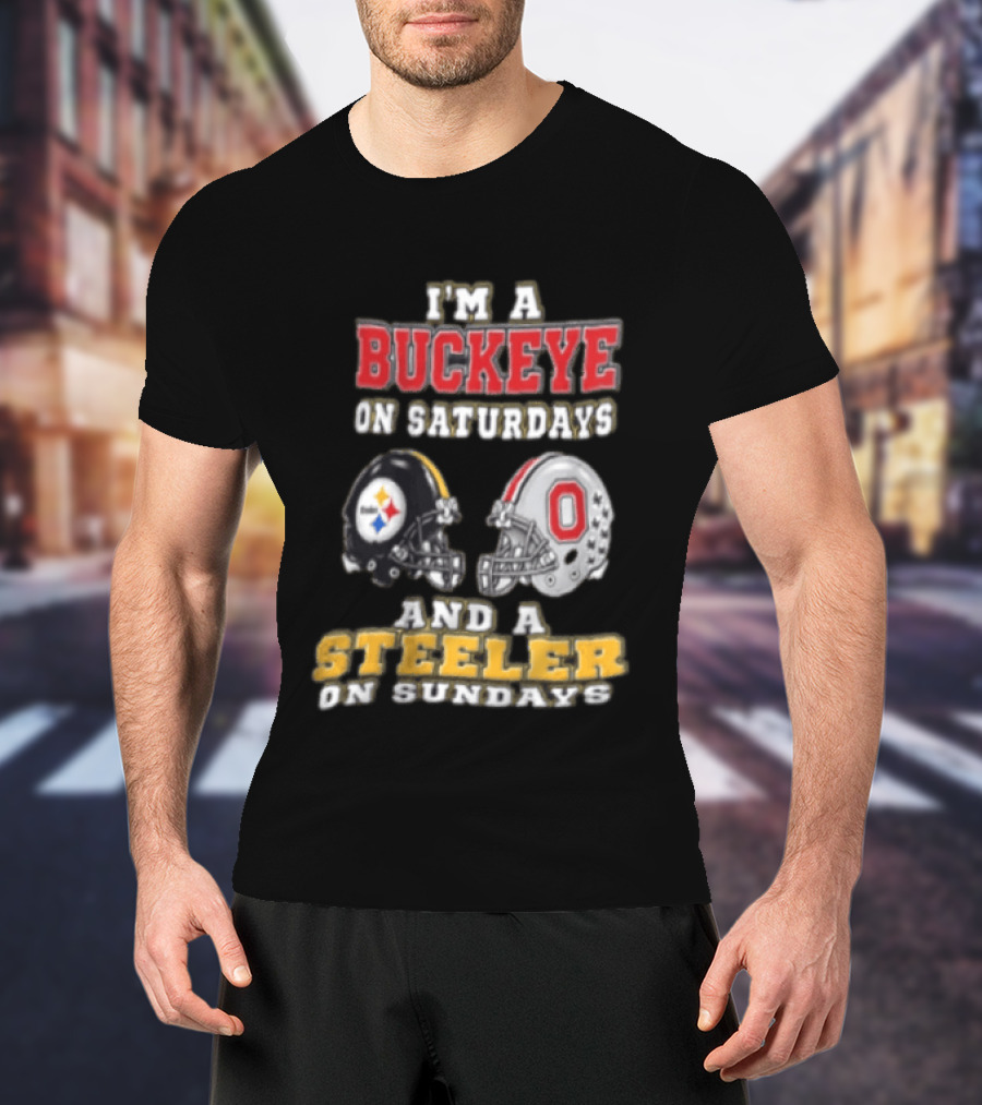 Ohio State Buckeye Saturdays Pittsburgh Steeler Sundays Fan T-Shirt