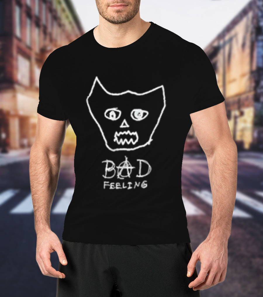 Jagwar Twin Bad Feeling Cat Face Drawing T-Shirt