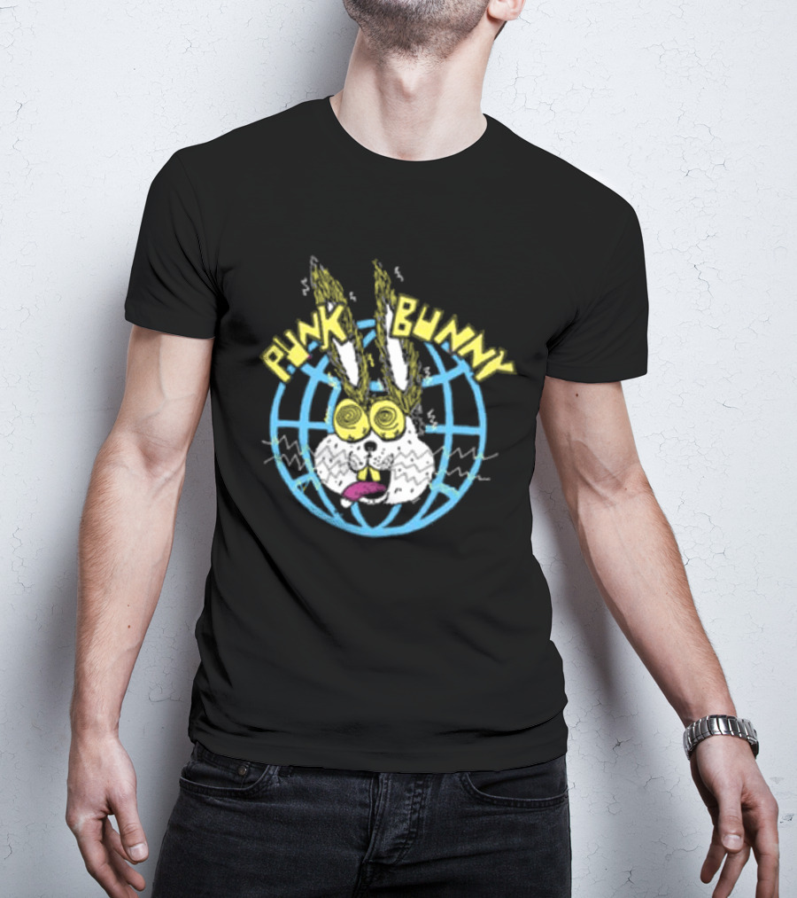 Punk Bunny Store Trucker Hat With Vibrant Bunny And Electric World Motif T-Shirt