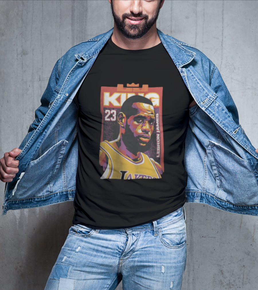 Los Angeles Lakers King 23 LeBron James NBA Pop Vector T-Shirt