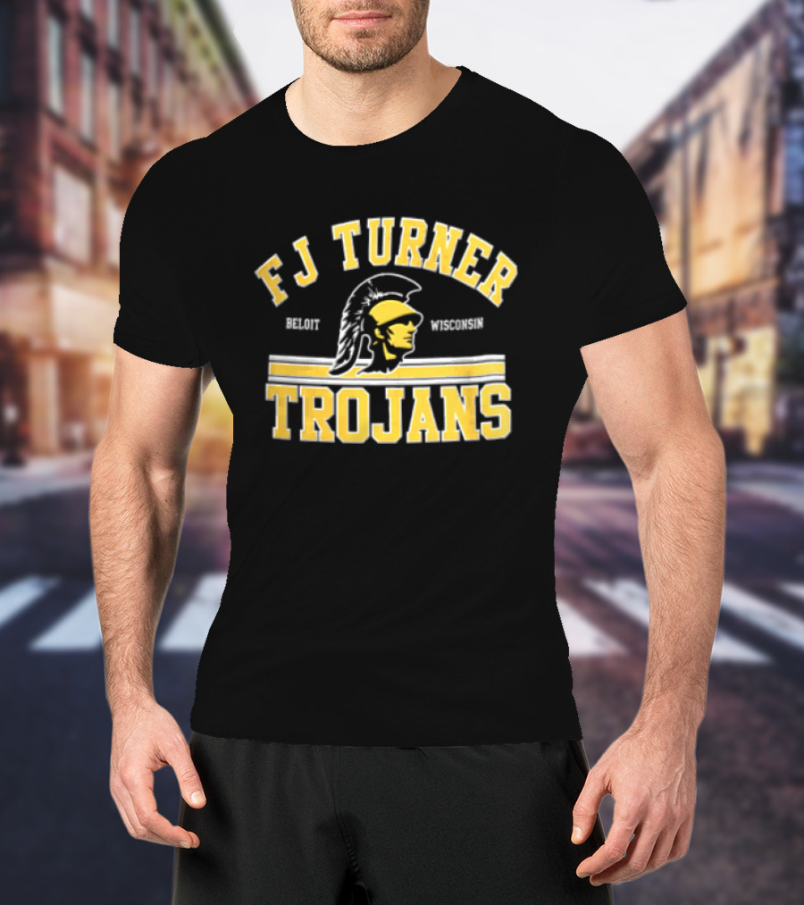 FJ Turner Trojans Beloit Wisconsin Crested Helmet Profile Head T-Shirt