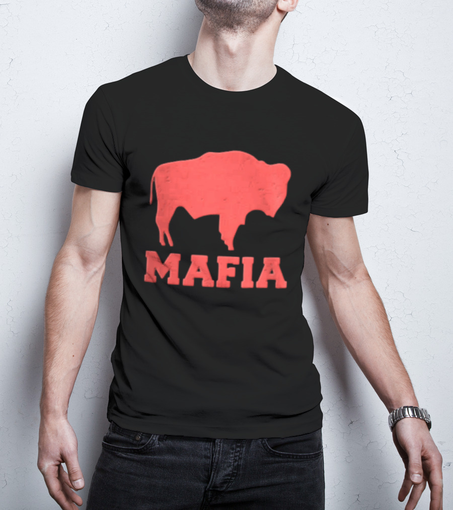 Mafia Distressed Red American Buffalo Bison T-Shirt