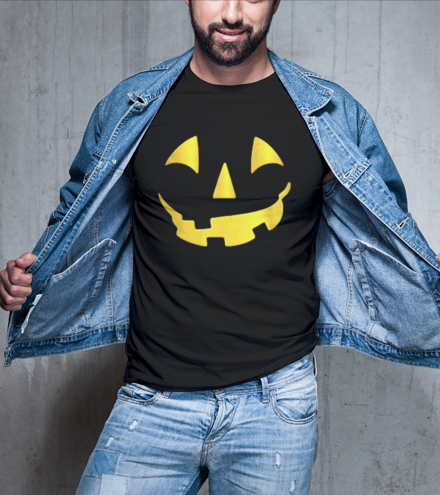 Glowing Metallic Gold Jack O Lantern Pumpkin Face T-Shirt