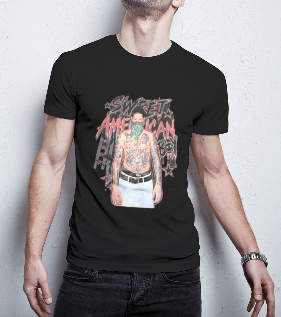 Sweet American Boy Less Tattooed Man Green Bandana Stars Bootleg T-Shirt