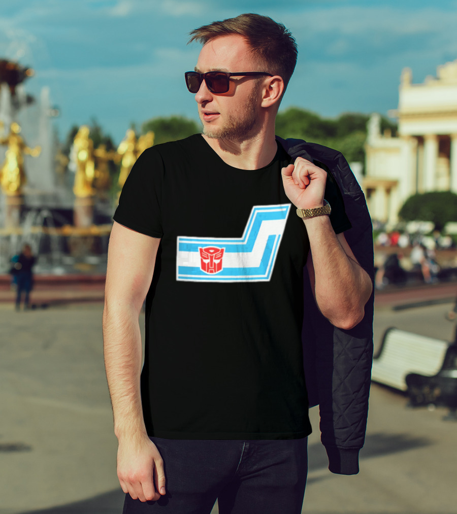 Transformers Autobots Red Insignia Blue White Racing Stripes Chevron Stickers T-Shirt