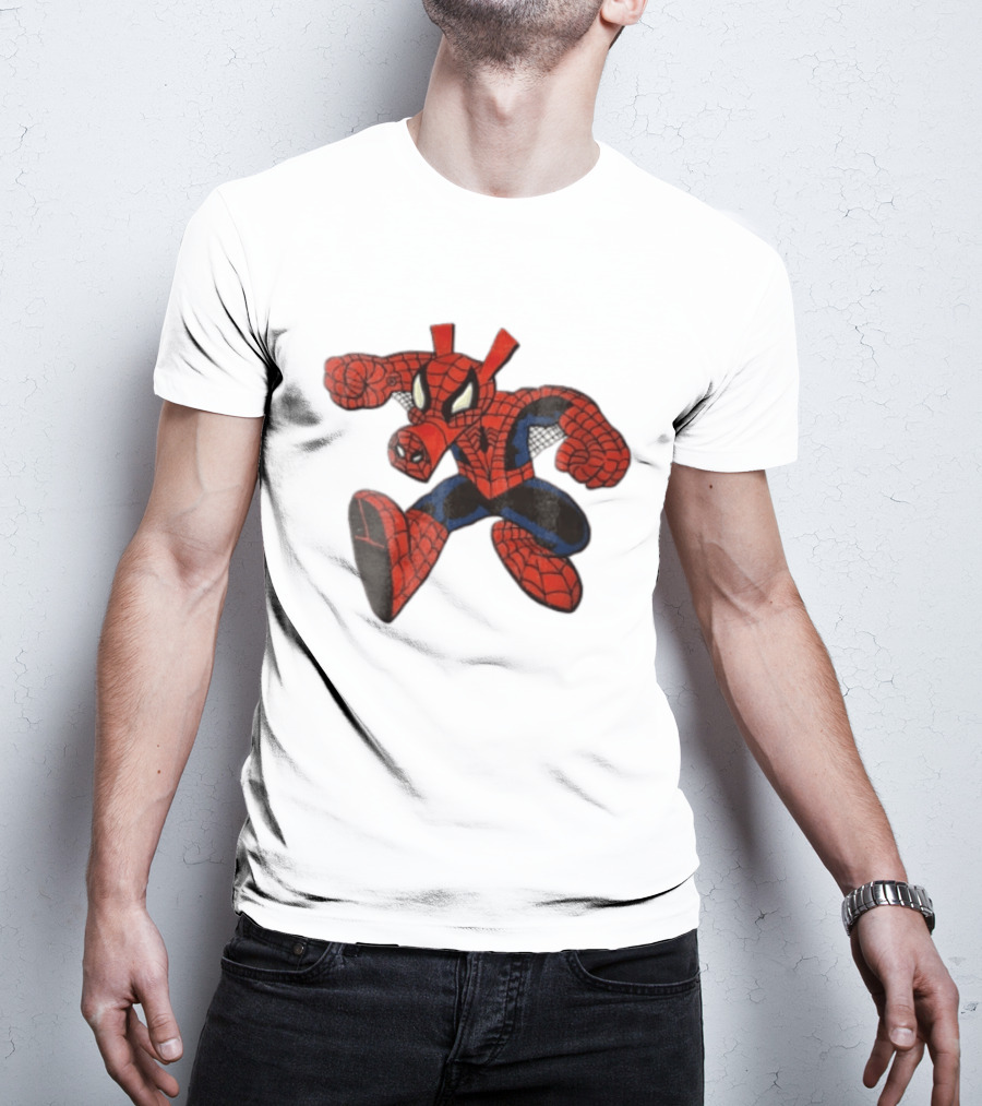 Marvel Comics Cartoon Spider Ham Peter Porker 1986 Pig Suit T-Shirt