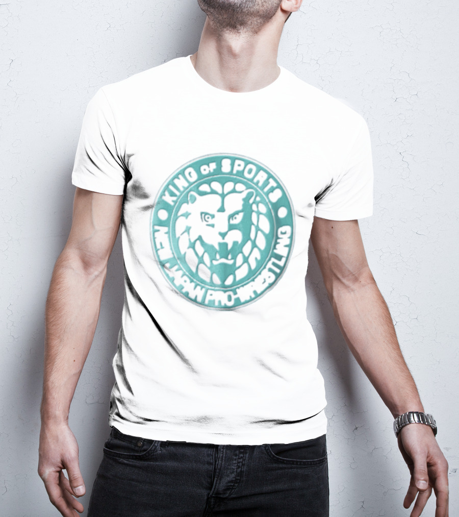 New Japan Pro Wrestling King Of Sports Teal Circular Lion Head T-Shirt