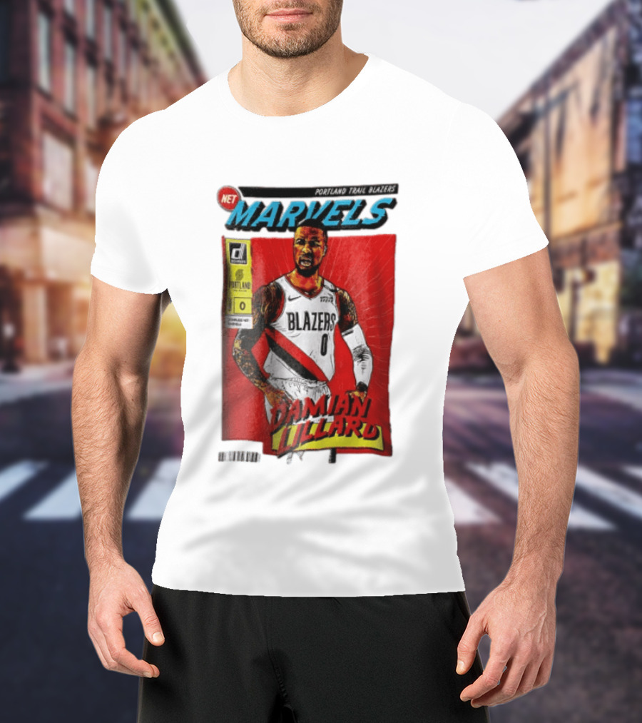 Portland Trail Blazers Net Marvels Damian Lillard Comic Cover NBA Issue 0 Halftone T-Shirt