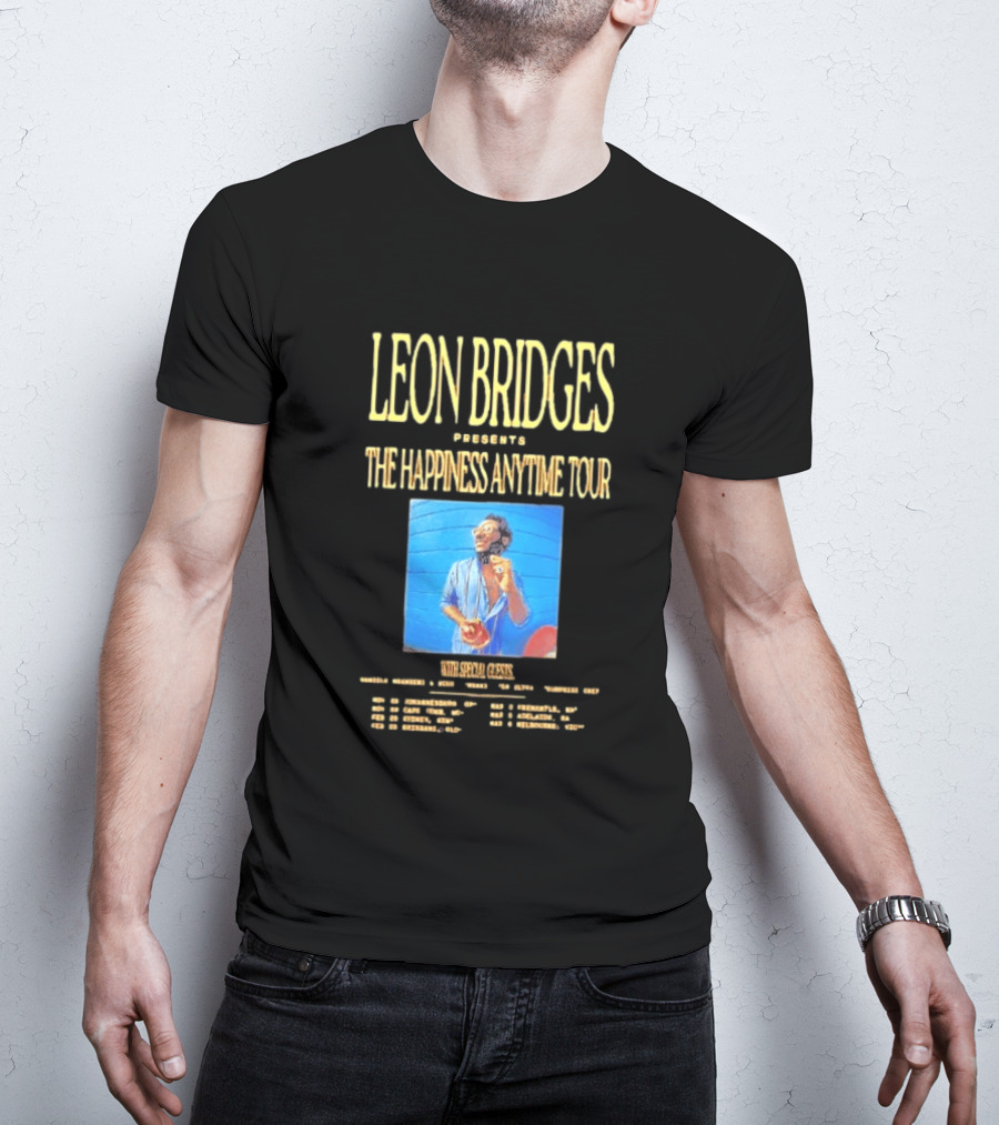 Leon Bridges Presents The Happiness Anytime Tour 2026 With Special Guests Tour Dates Chicago Los Angeles Atlanta T-Shirt