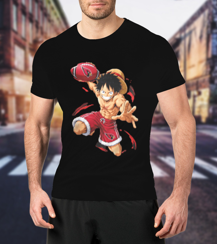Arizona Cardinals Straw Hat Anime Football Player Action T-Shirt