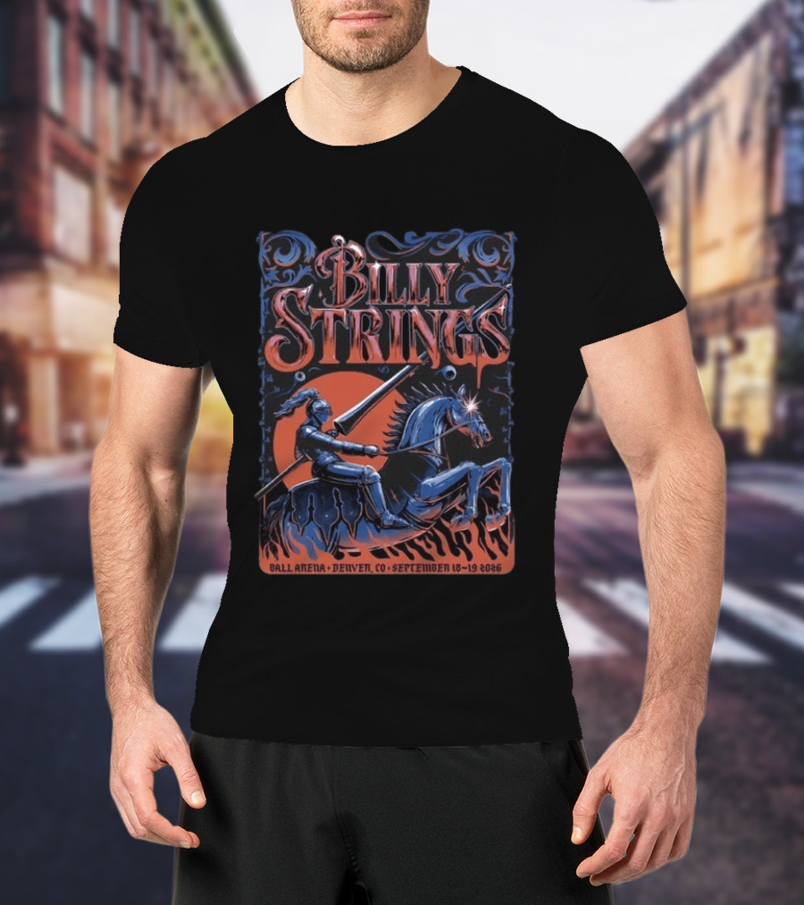 Billy Strings Ball Arena Denver CO September 18 19 2026 Lewy Jones Knight On Horseback T-Shirt