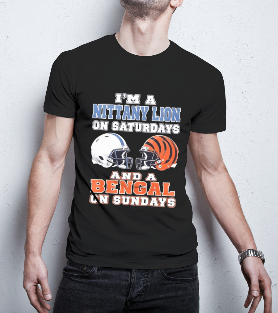 Nittany Lion On Saturdays Bengal On Sundays Football Fan Helmets T-Shirt